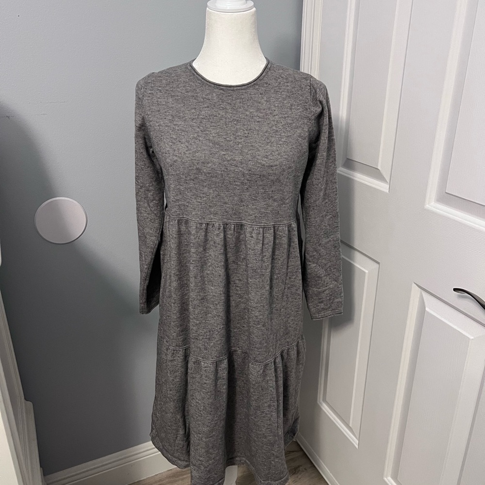 Gray Long Sleeve Women's Sweater Dress